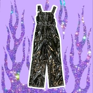 Black Patent Leather Overalls